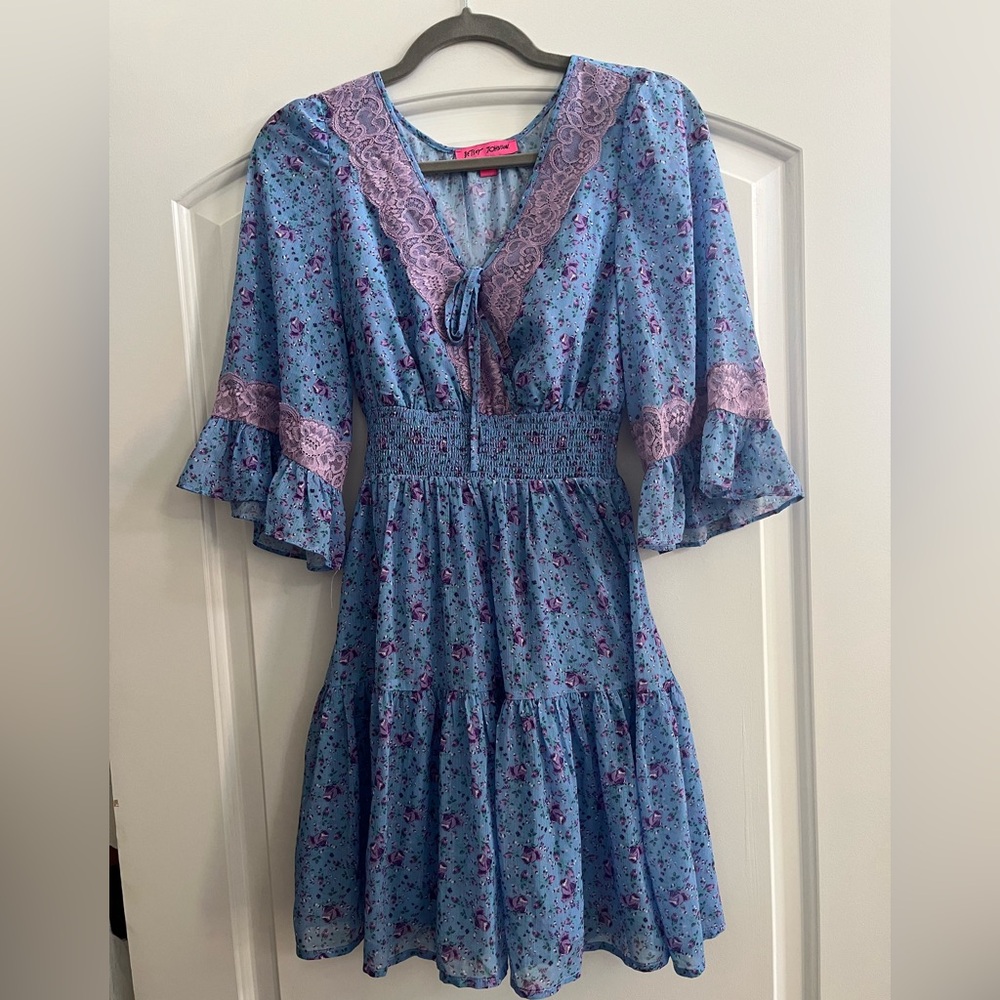 Betsey Johnson Blue and Purple Floral Dress